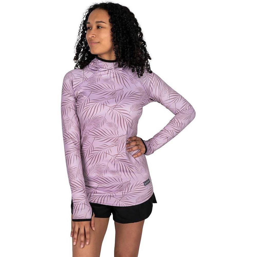Blackstrap Women's Brackish Hoodie in Ferns Mauve Tropical Print size small